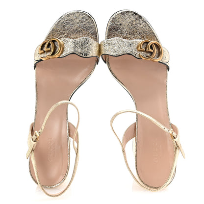 Gucci Galassia GG Marmont Ankle Wrap 75mm Sandals 40 Platino 2 of 9