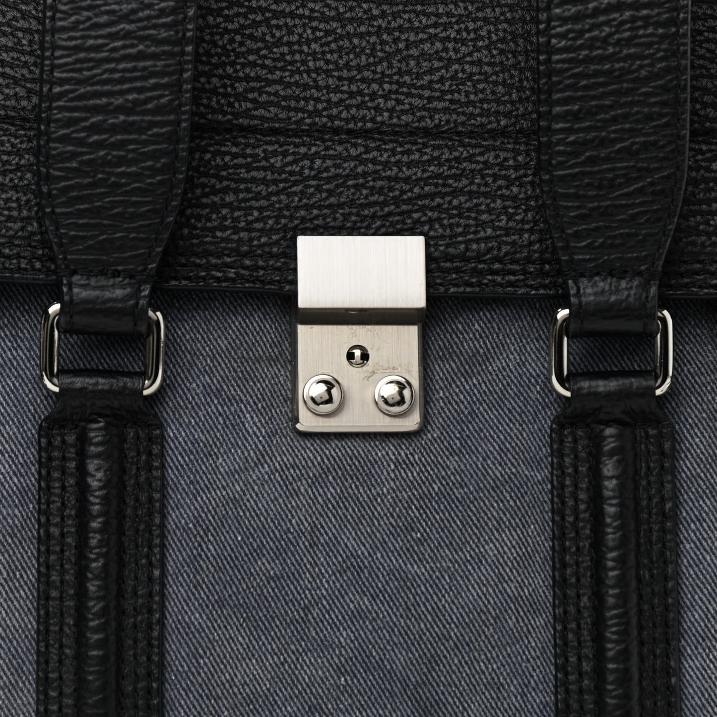 Textured Calfskin Denim Medium Pashli Satchel Black