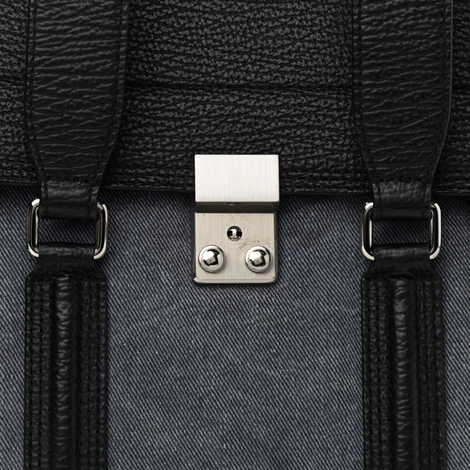 3.1 Phillip Lim Textured Calfskin Denim Medium Pashli Satchel Black 11 of 12