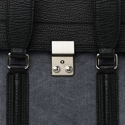 3.1 Phillip Lim Textured Calfskin Denim Medium Pashli Satchel Black 11 of 12