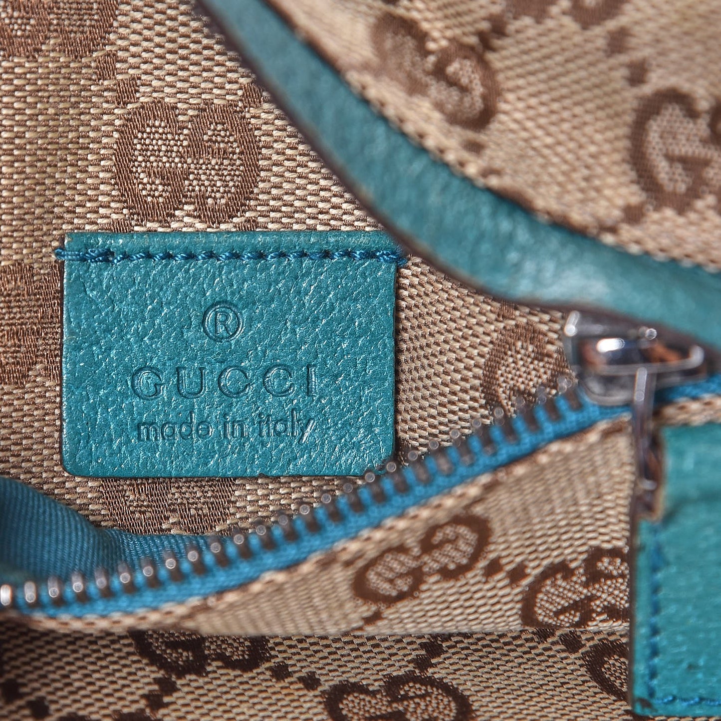 GG Monogram Web Double Pocket Belt Bag Turquoise