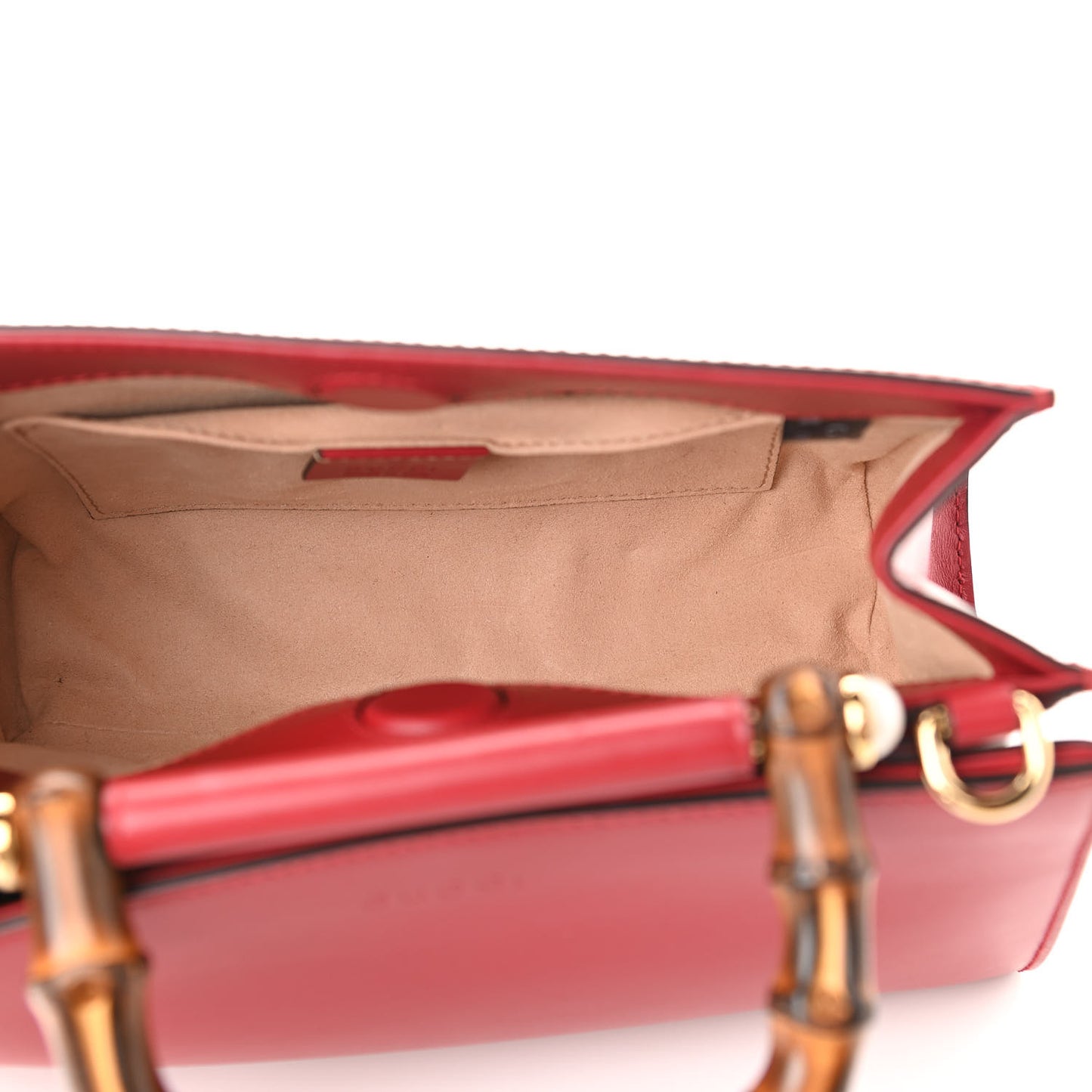 Nappa Bamboo Web Mini Nymphaea Top Handle Bag Hibiscus Red