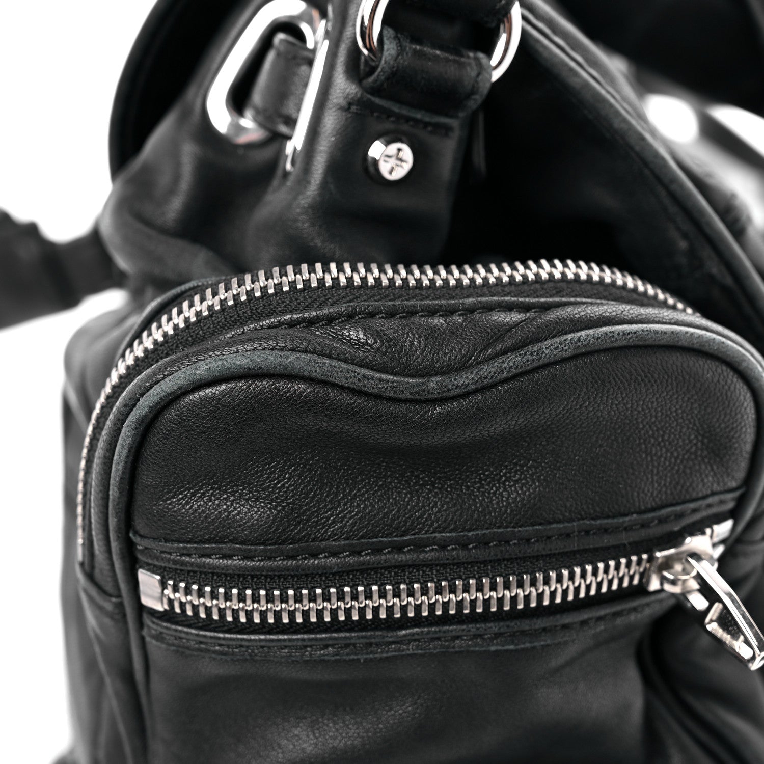 Alexander Wang Lambskin Marti Backpack Bag Washed Black Rhodium Hardware 14 of 19