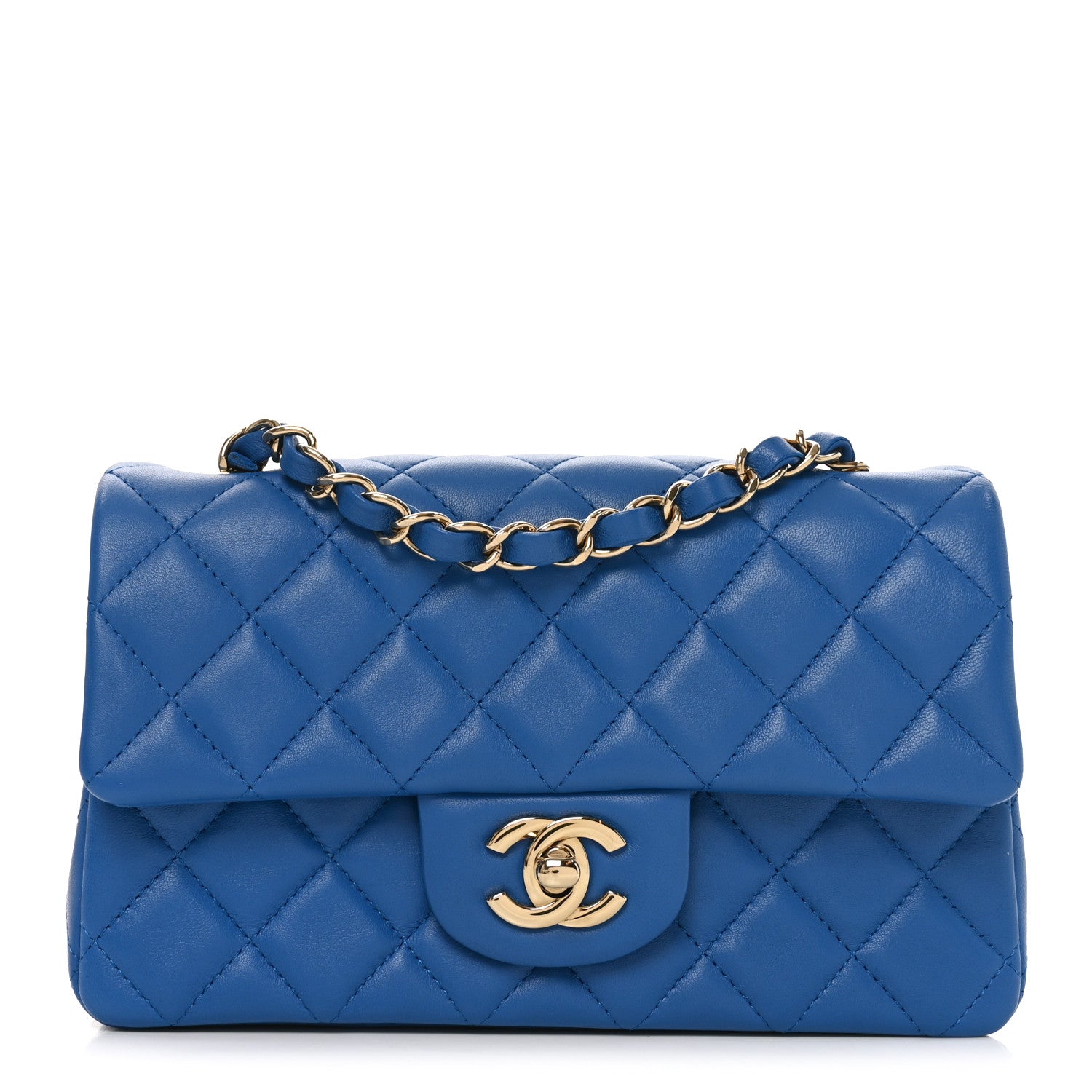 Chanel Lambskin Quilted Mini Rectangular Flap Blue 1 of 11