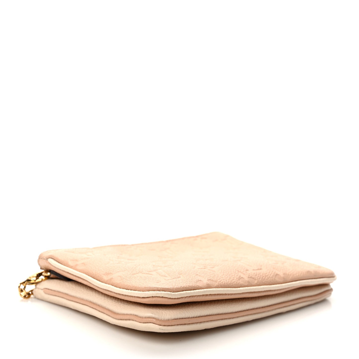 Empreinte Double Zip Pochette Beige Rose Creme