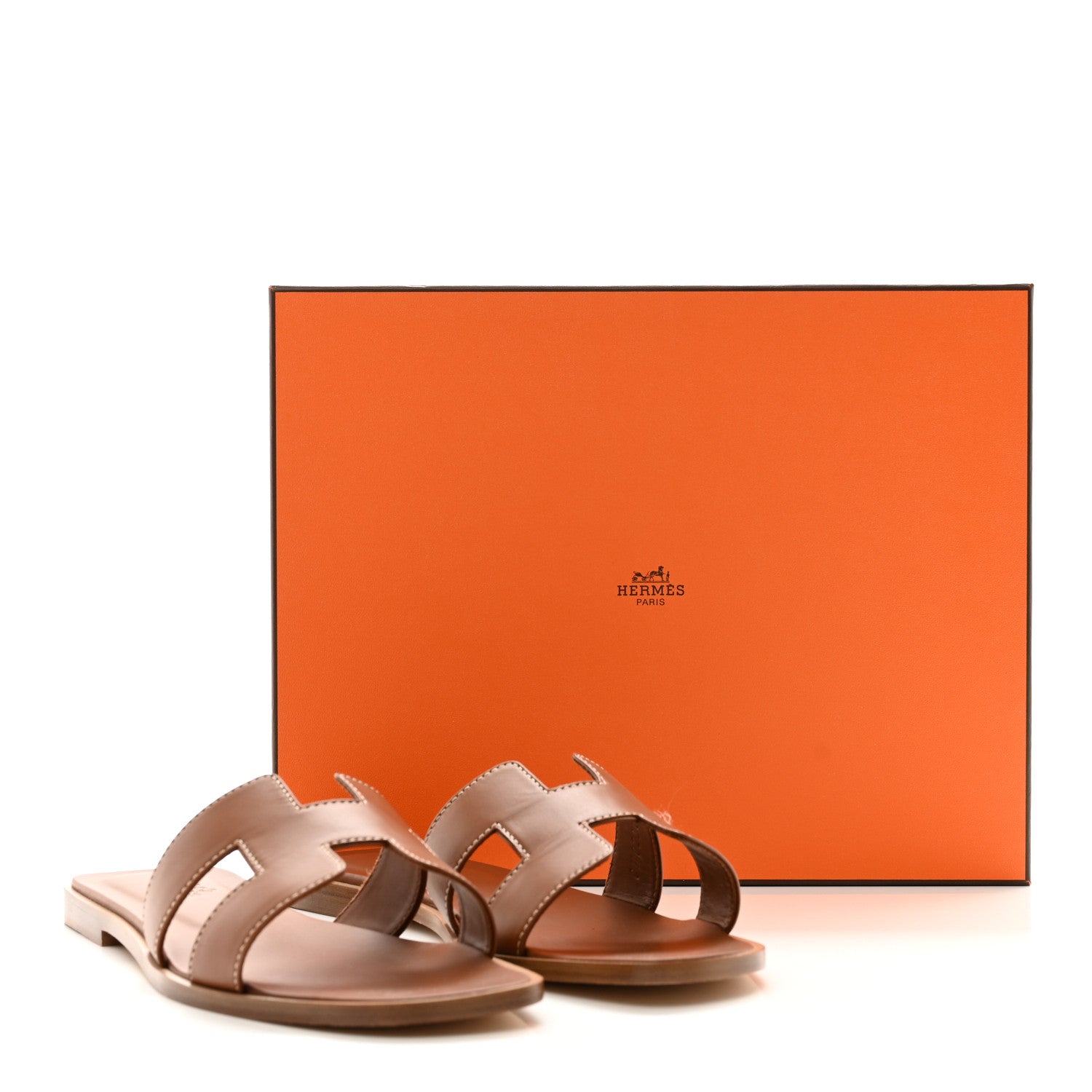 Hermes Box Calfskin Oran Sandals 38 Gold 9 of 9