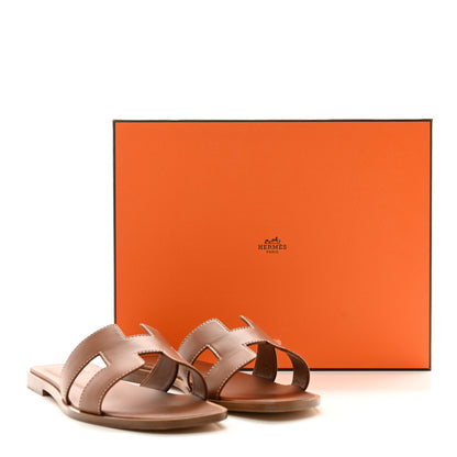 Hermes Box Calfskin Oran Sandals 38 Gold 9 of 9