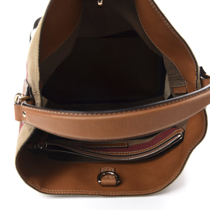 Burberry Canvas Mega Check Medium Ashby Hobo Saddle Brown 5 of 9