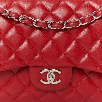 Chanel Caviar Quilted Jumbo Double Flap Red 9 of 11