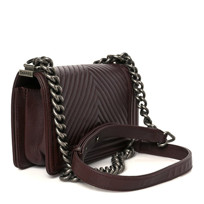 Chanel Calfskin Chevron Quilted Small Boy Flap Burgundy 3 of 10