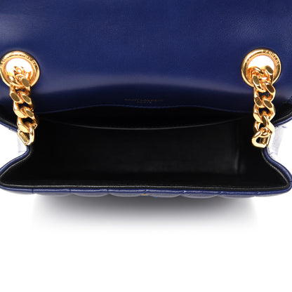 Saint Laurent Lambskin Matelasse Monogram Medium Vicky Chain Bag Blue 5 of 10