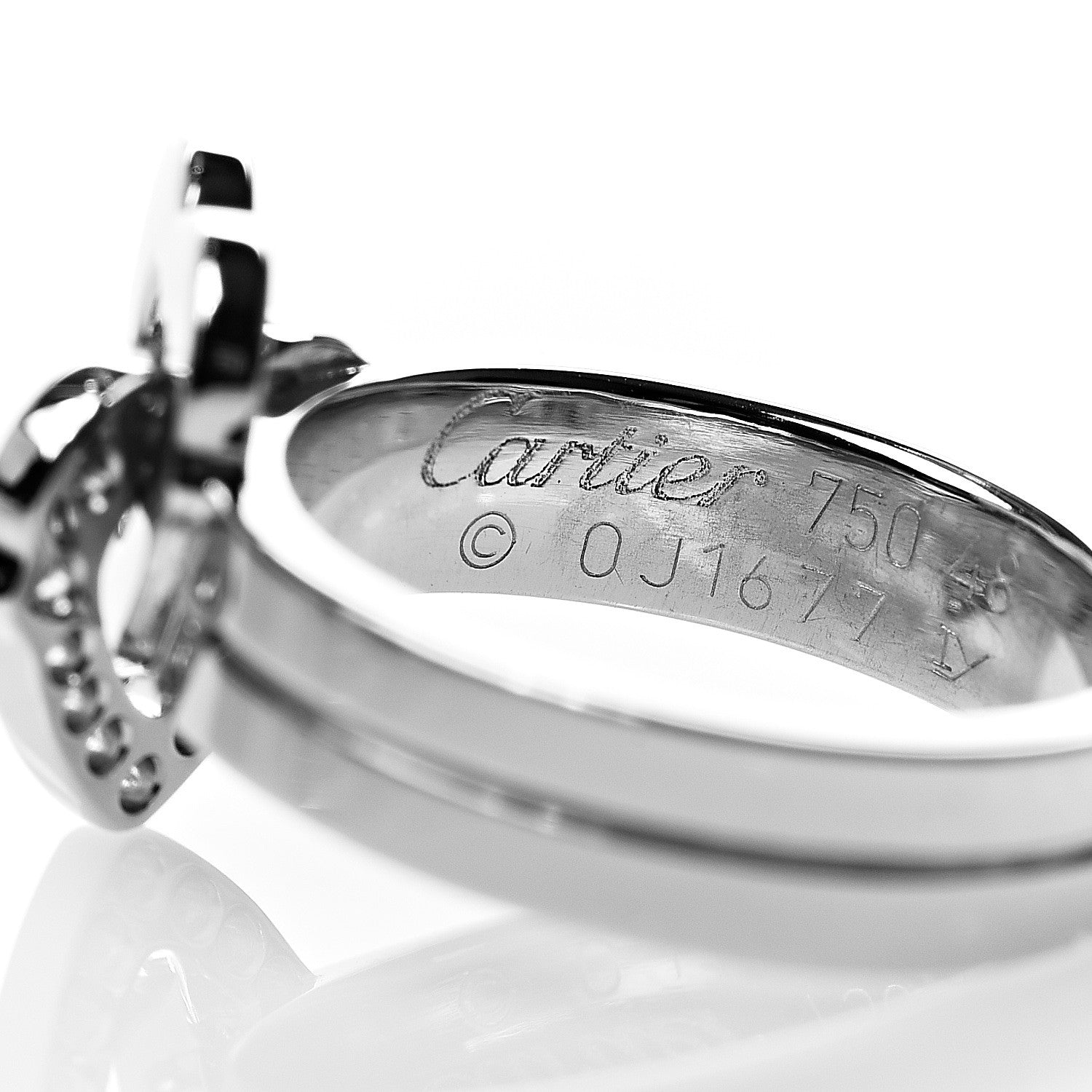 Cartier 18K White Gold Diamond Double Heart Ring 48 4.5 4 of 4