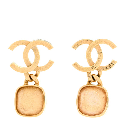 Chanel Metal Natural Stones CC Drop Earrings Gold 1 of 5