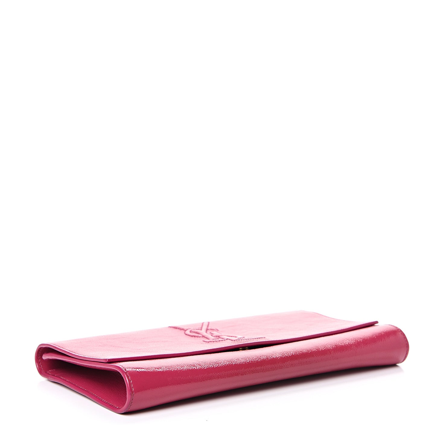 Textured Patent Monogram Large Belle De Jour Clutch Fuchsia