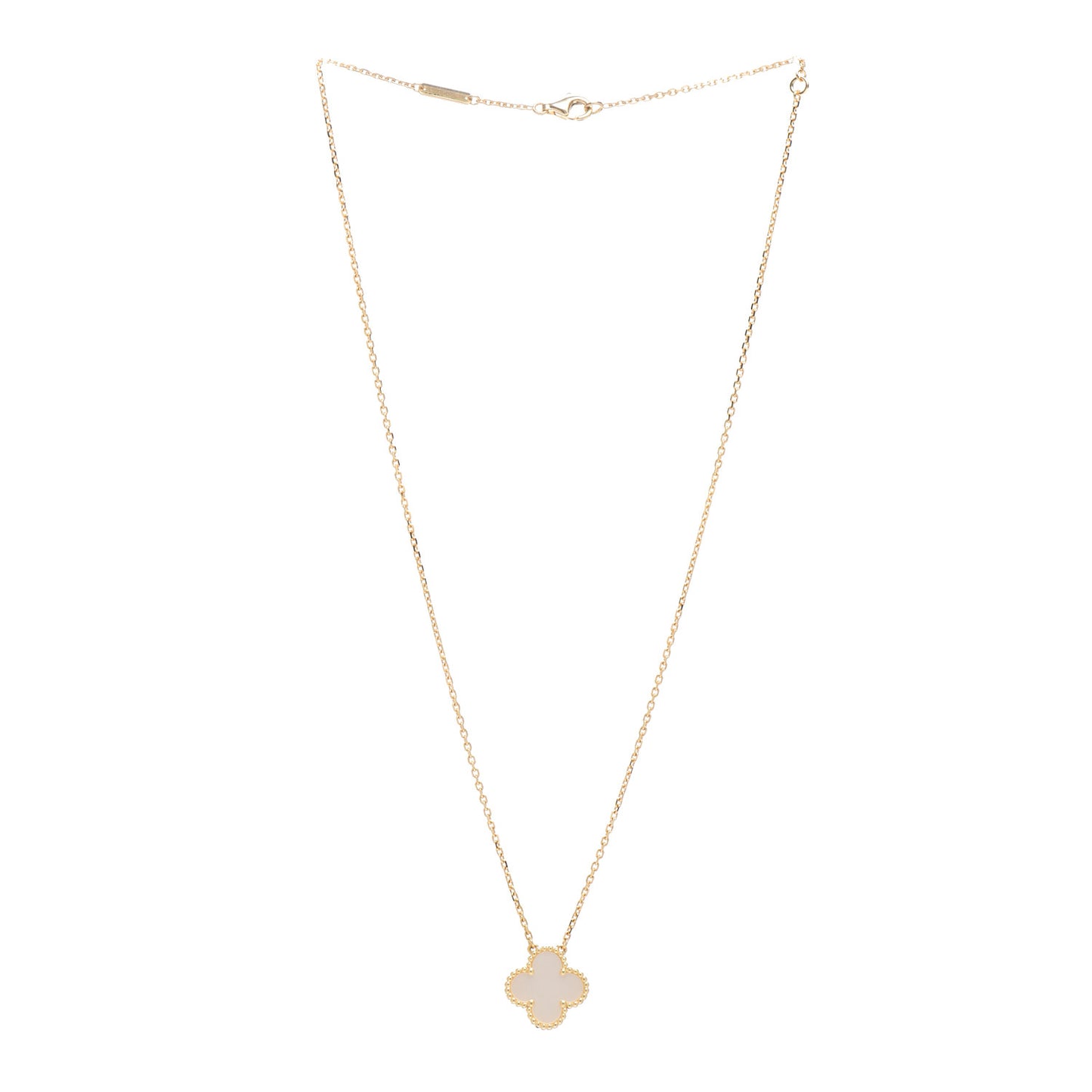 18K Yellow Gold Mother of Pearl Vintage Alhambra Pendant Necklace