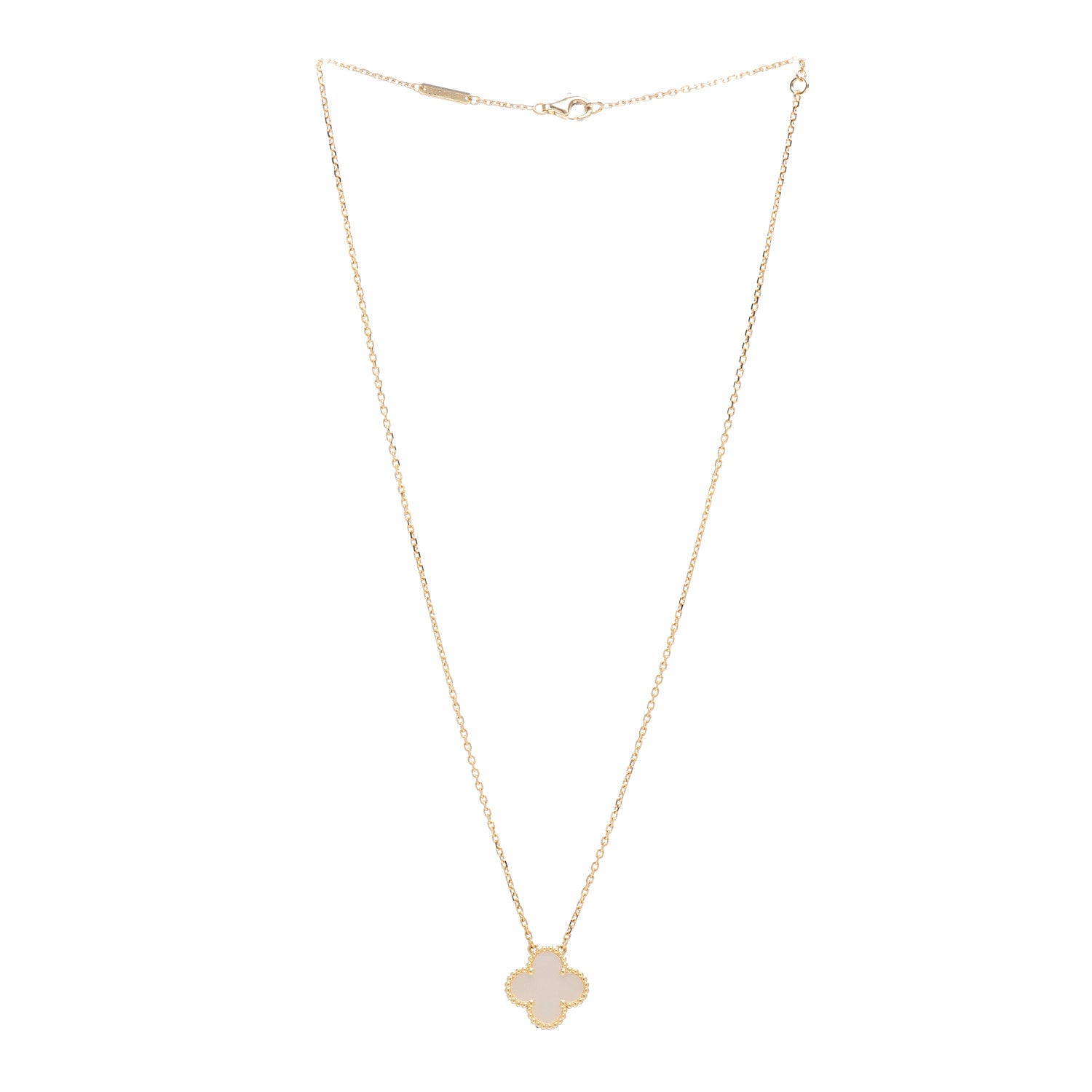 Van Cleef & Arpels 18K Yellow Gold Mother of Pearl Vintage Alhambra Pendant Necklace 3 of 5