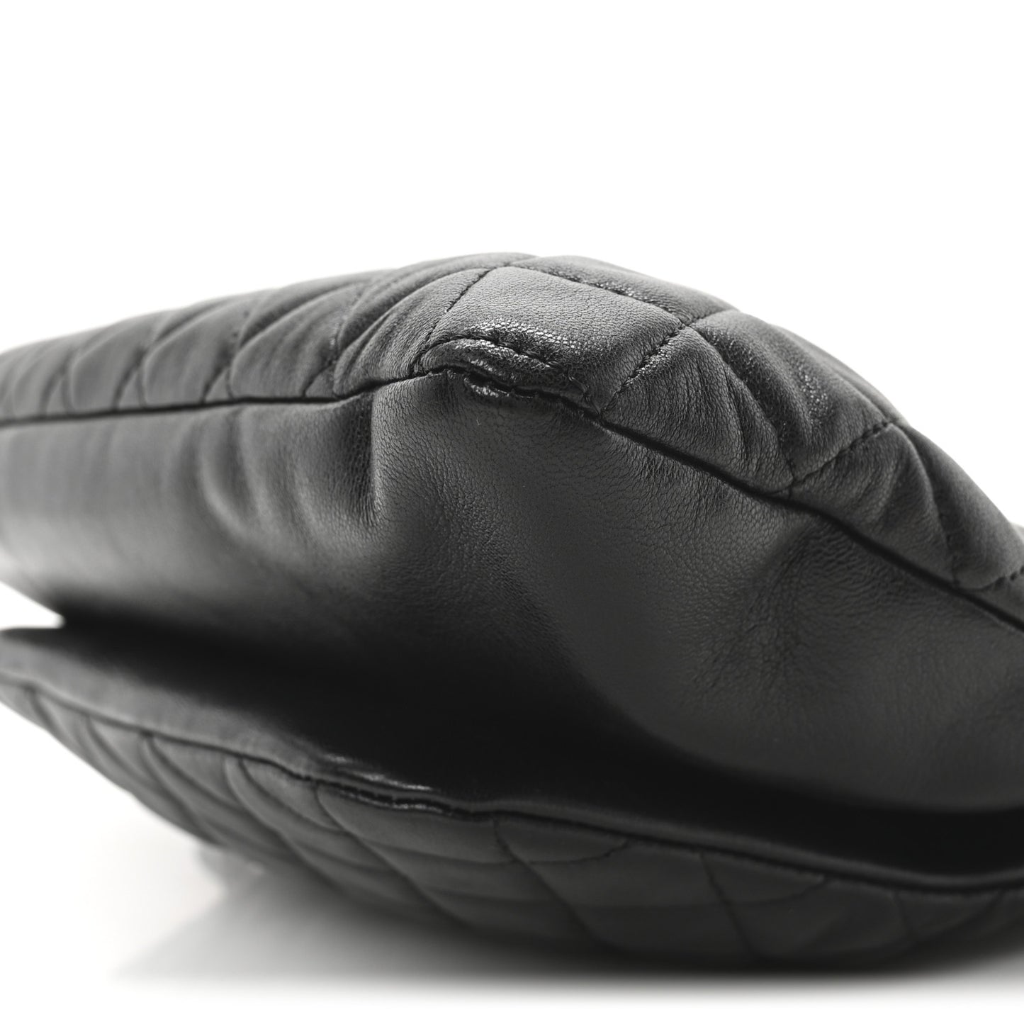 Lambskin Quilted Frame Clasp Flap Clutch Black