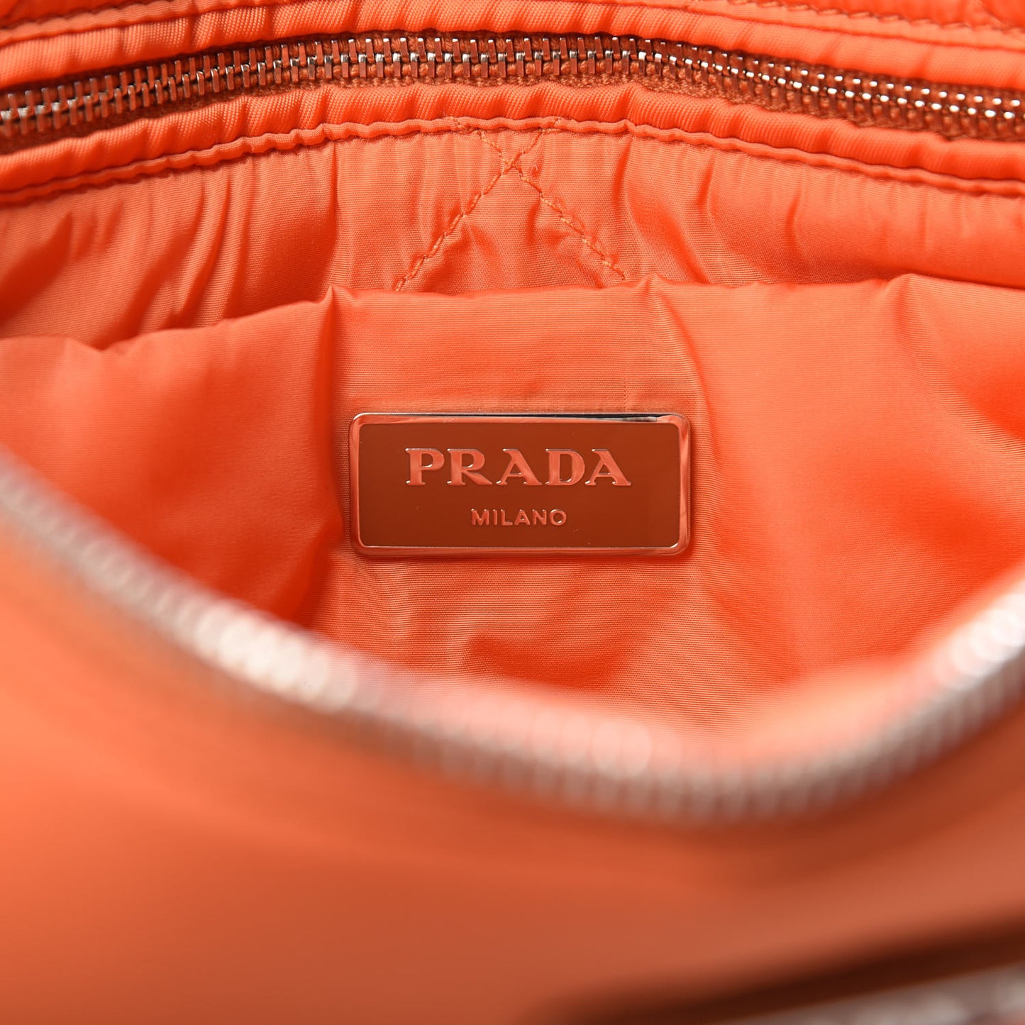 Tessuto Nylon Bomber Clutch Papaya