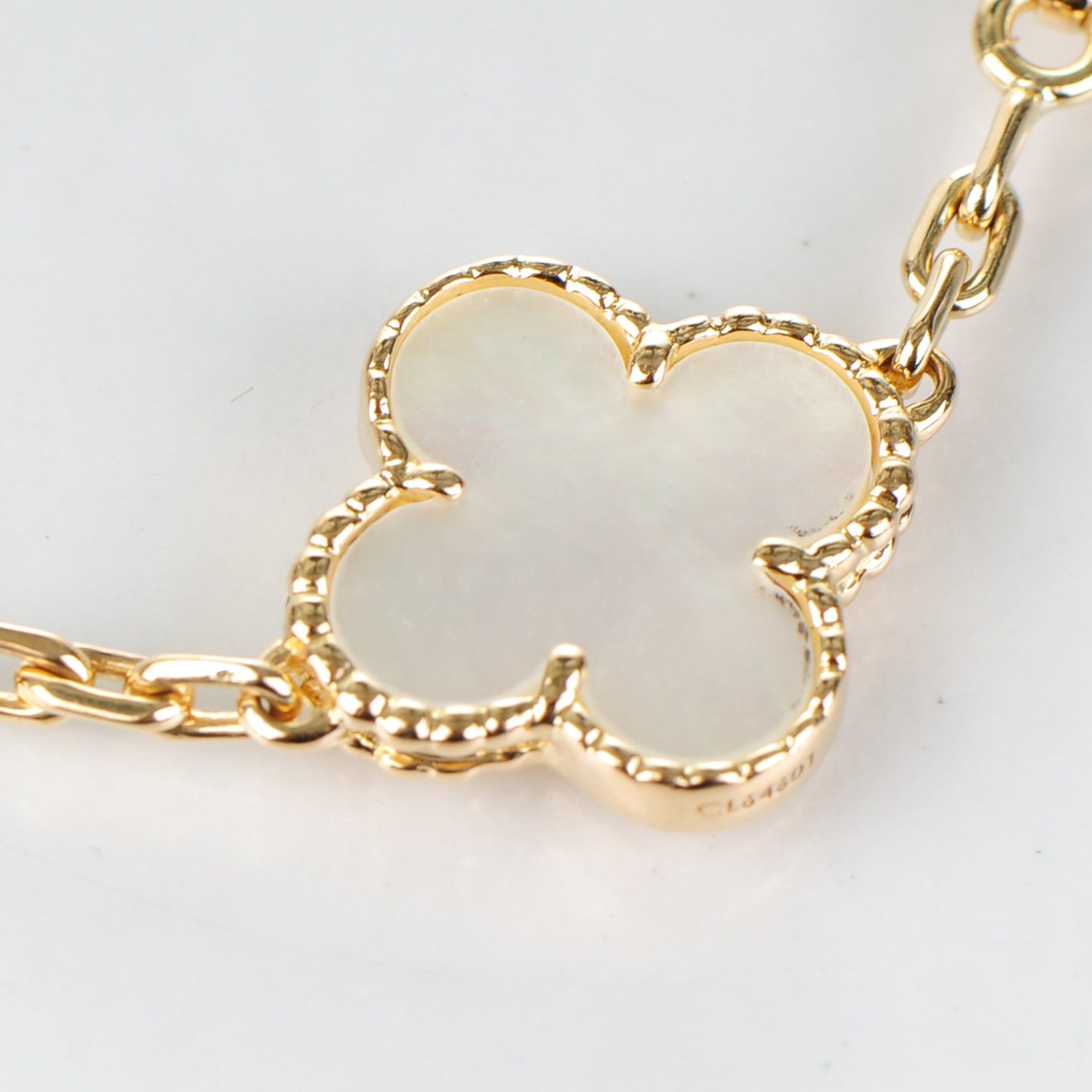 Van Cleef & Arpels 18K Yellow Gold Mother of Pearl 5 Motifs Vintage Alhambra Bracelet 4 of 7