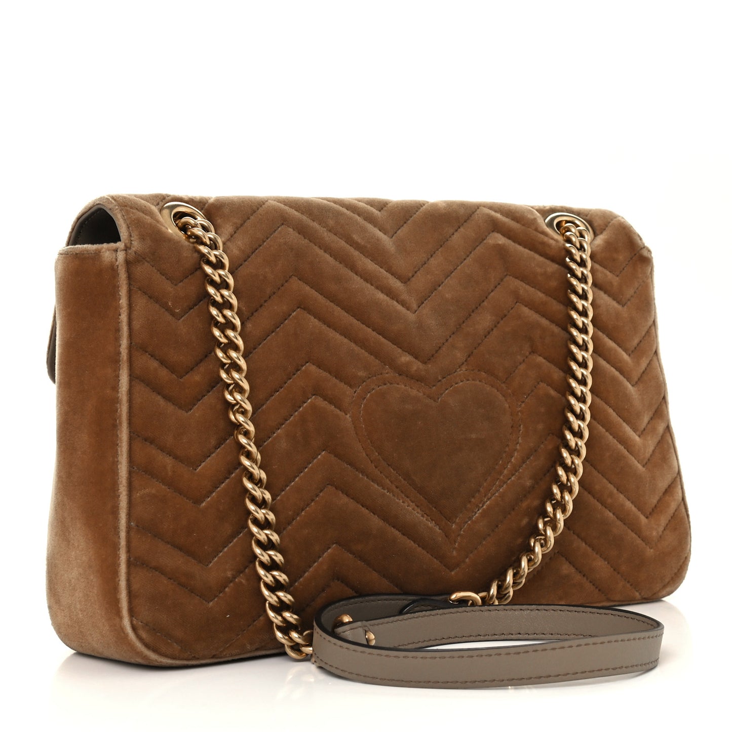 Velvet Matelasse Medium GG Marmont Shoulder Bag Taupe