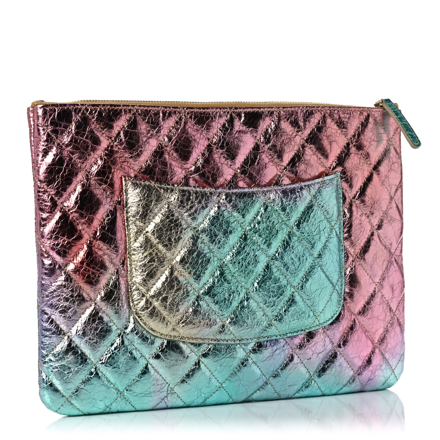 Metallic Goatskin Quilted Medium 2.55 Reissue Cosmetic Case Multicolor
