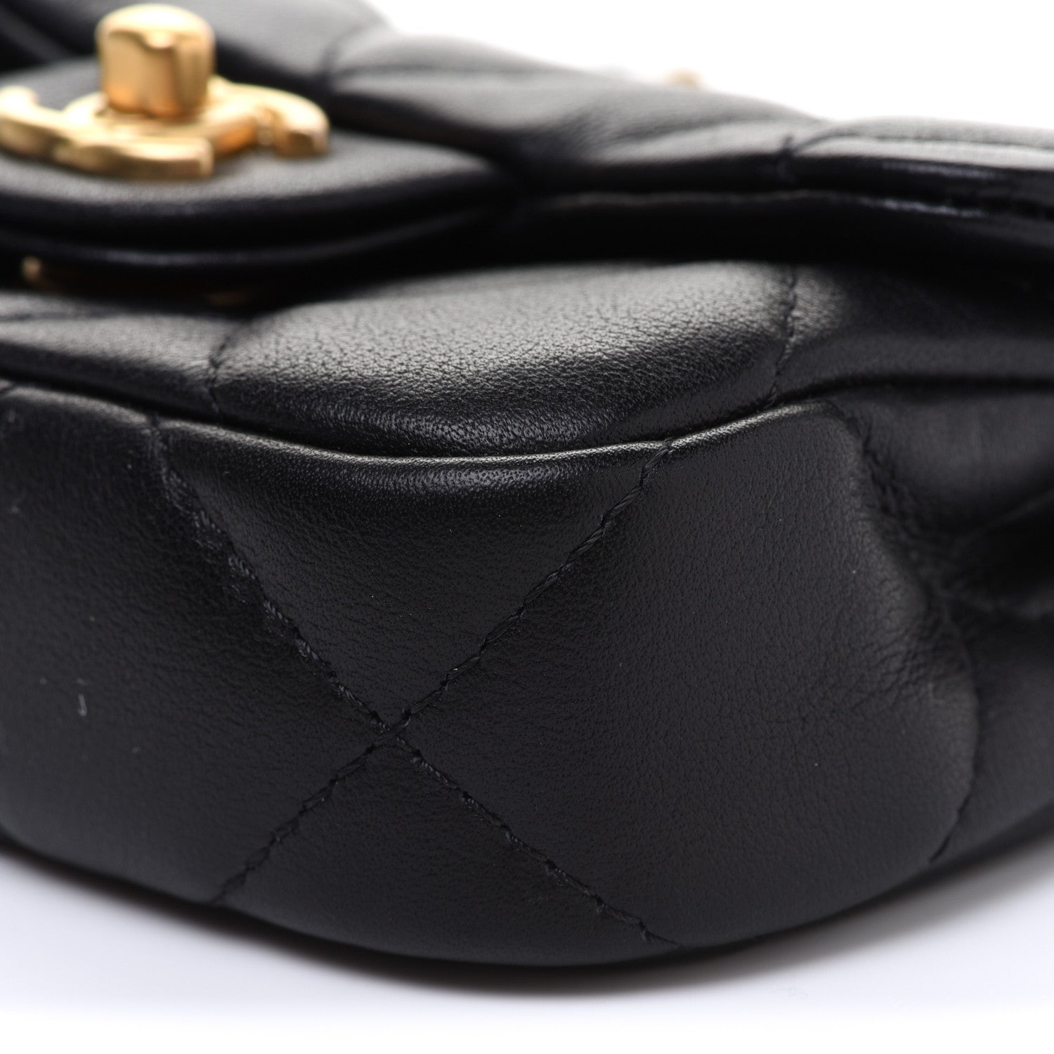Chanel Calfskin Quilted Lady Handle Flap Card Holder With Chain Black 11 of 13