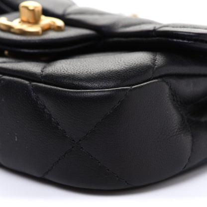 Chanel Calfskin Quilted Lady Handle Flap Card Holder With Chain Black 11 of 13