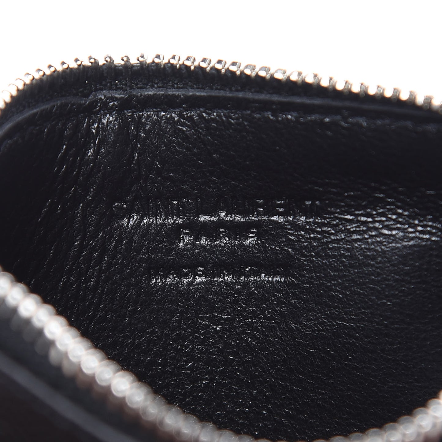 Grained Calfskin 5 Fragments Zip Pouch Card Holder Black