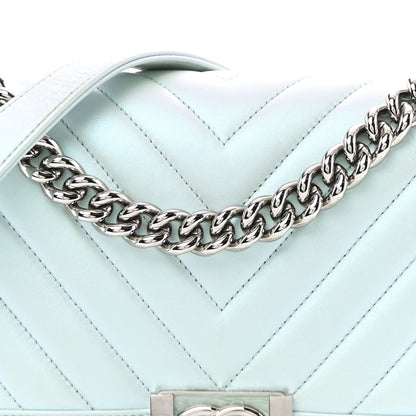 Chanel Iridescent Lambskin Chevron Quilted Medium Boy Flap Turquoise 16 of 27