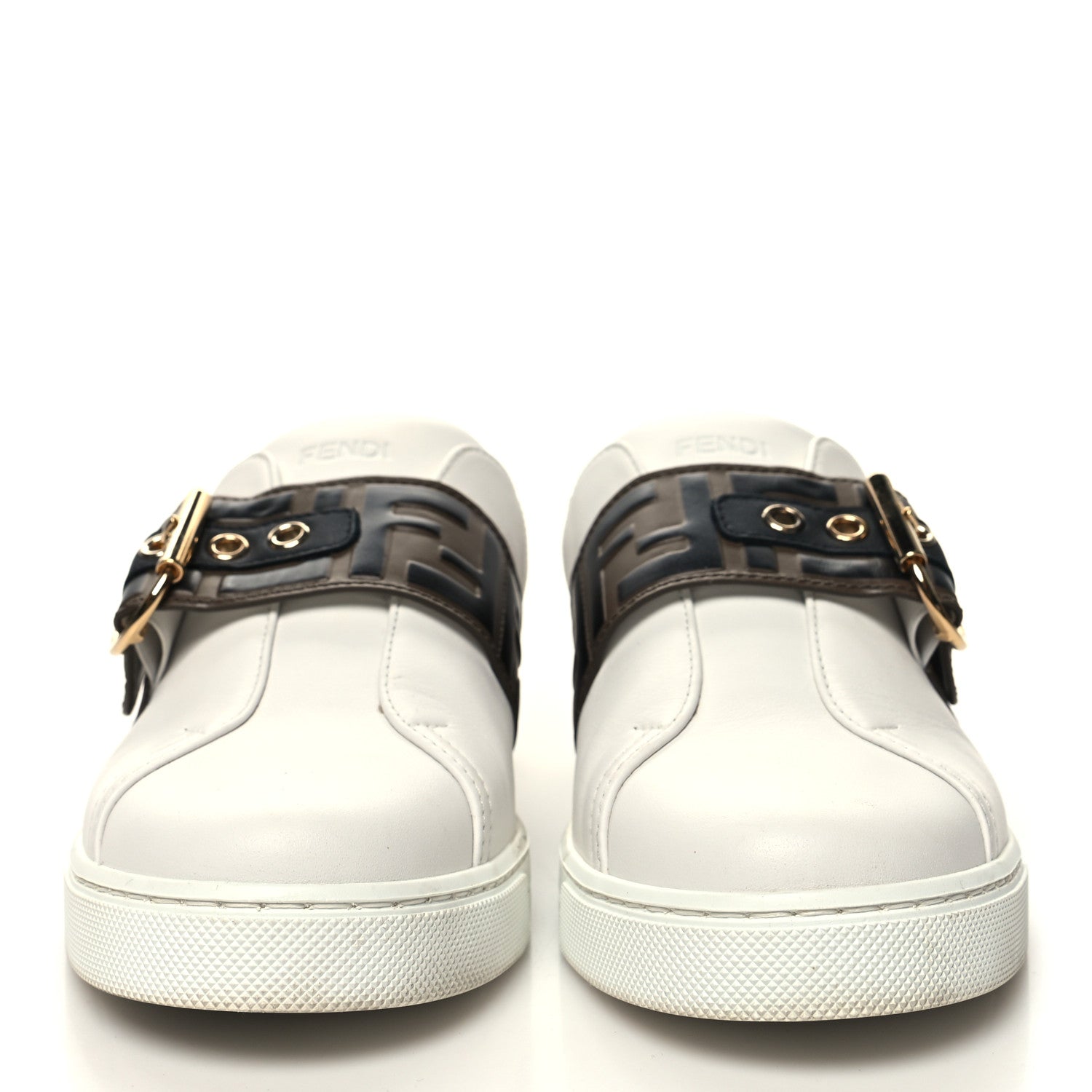Fendi Vitello FF Embossed Womens Slip On Sneakers 37 Ultra 37 White Maya Black 2 of 9