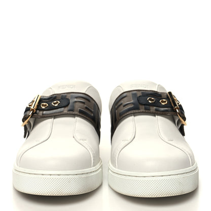 Fendi Vitello FF Embossed Womens Slip On Sneakers 37 Ultra 37 White Maya Black 2 of 9