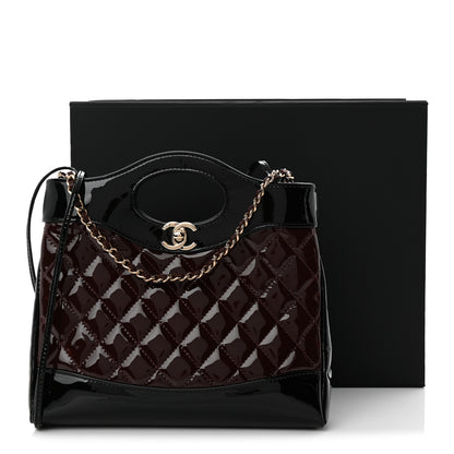 Chanel Patent Calfskin Quilted Mini 31 Shopping Bag Burgundy Black 11 of 11