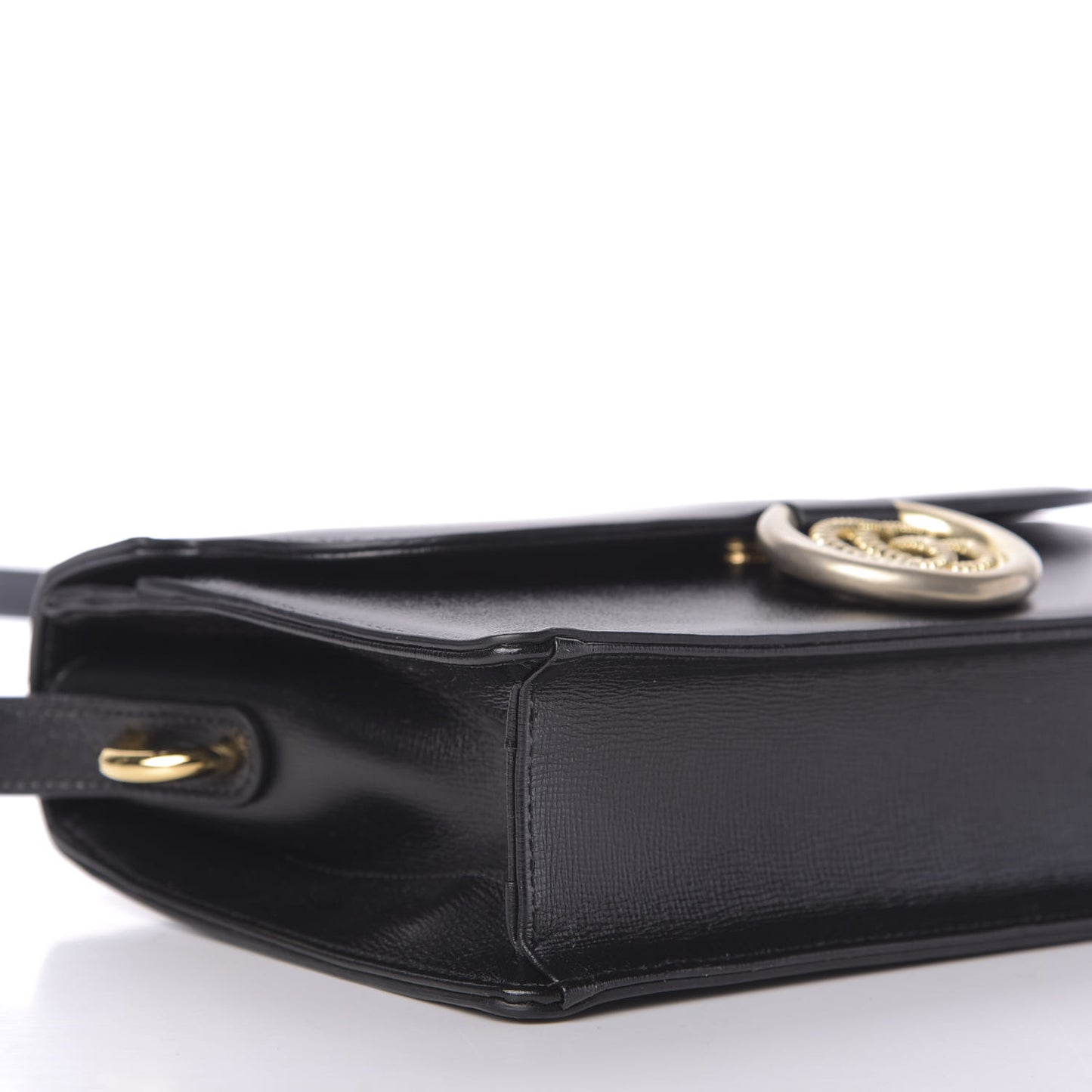 Textured Calfskin Small Torchon GG Ring Shoulder Bag Black