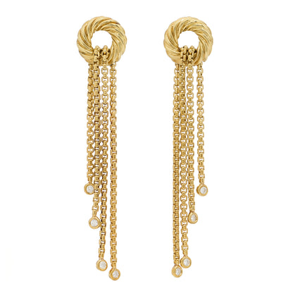 David Yurman 18K Yellow Gold Diamond Tassel Drop Earrings 1 of 4