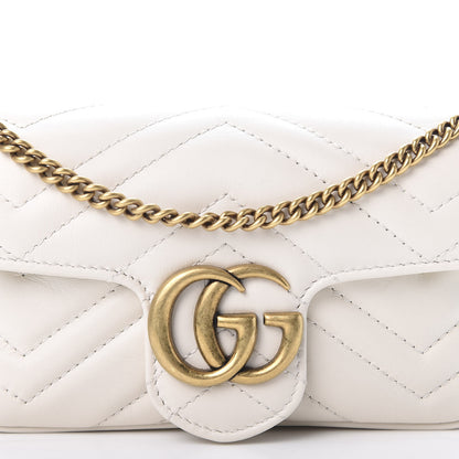 Gucci Calfskin Matelasse Super Mini GG Marmont Shoulder Bag White 10 of 11