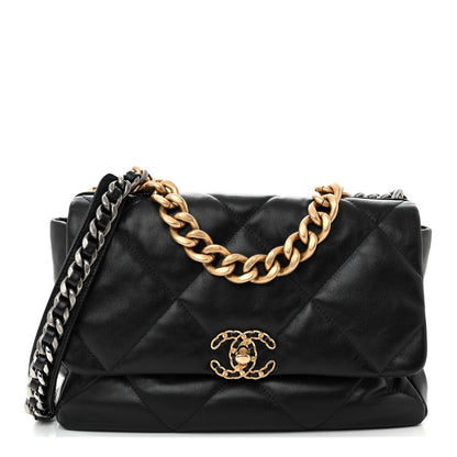 Chanel Goatskin Quilted Large Chanel 19 Flap Black 1 of 10