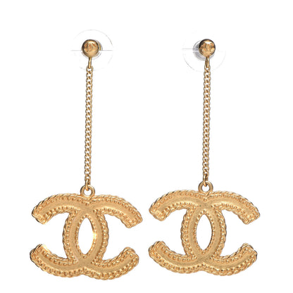 Chanel CC Drop Earrings Matte Gold 1 of 5