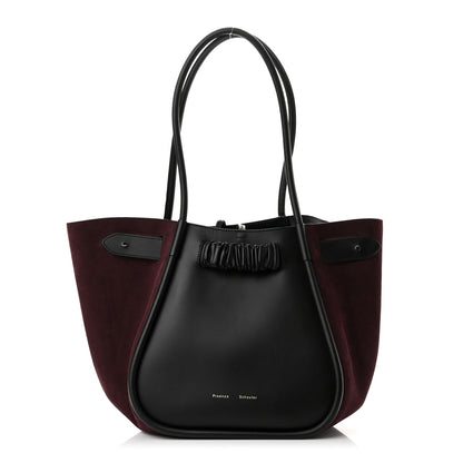 Proenza Schouler Calfskin Suede Ruched Tote Black Chocolate Plum 1 of 10