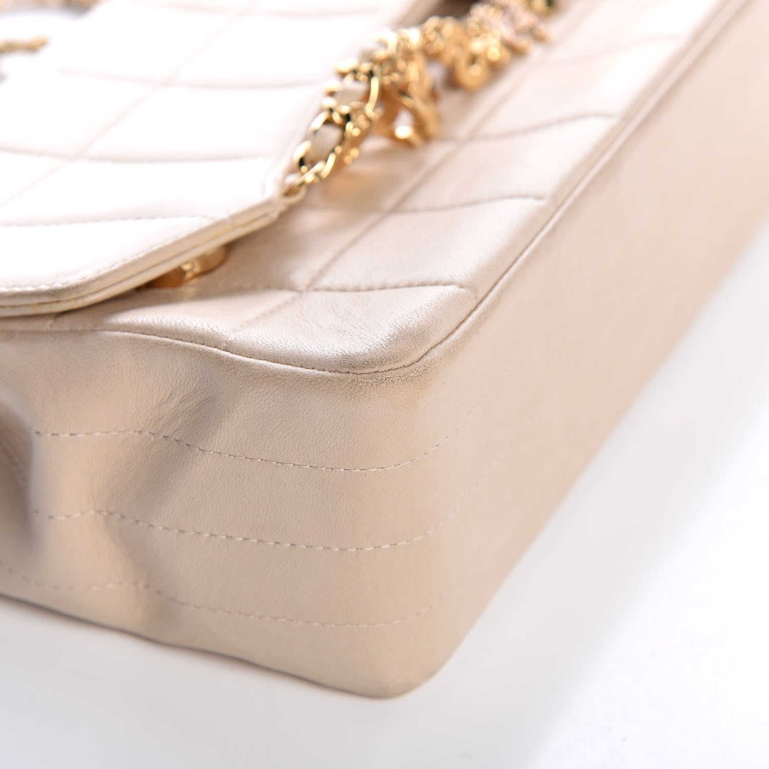 Chanel Lambskin Quilted Crystal Chocolate Bar Charm Flap Beige 25 of 32
