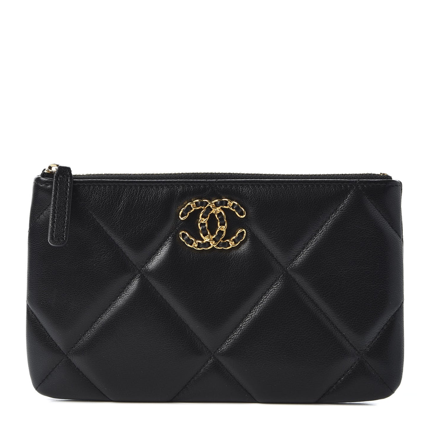 Goatskin Quilted 19 Cosmetic Case Black