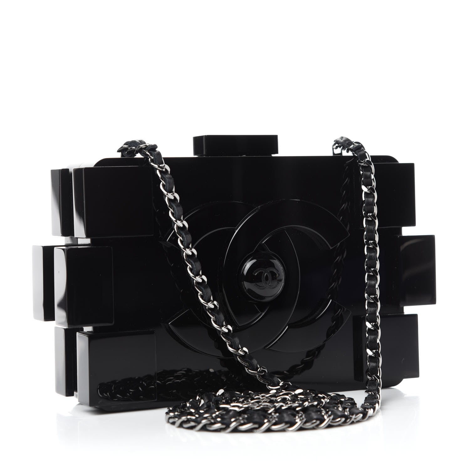 Chanel Plexiglass Barcode Boy Brick Lego Clutch Black 3 of 10