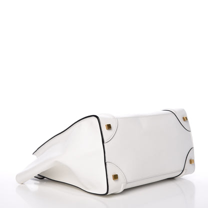 Celine Satin Calfskin Mini Bi-Color Luggage White Black 4 of 13