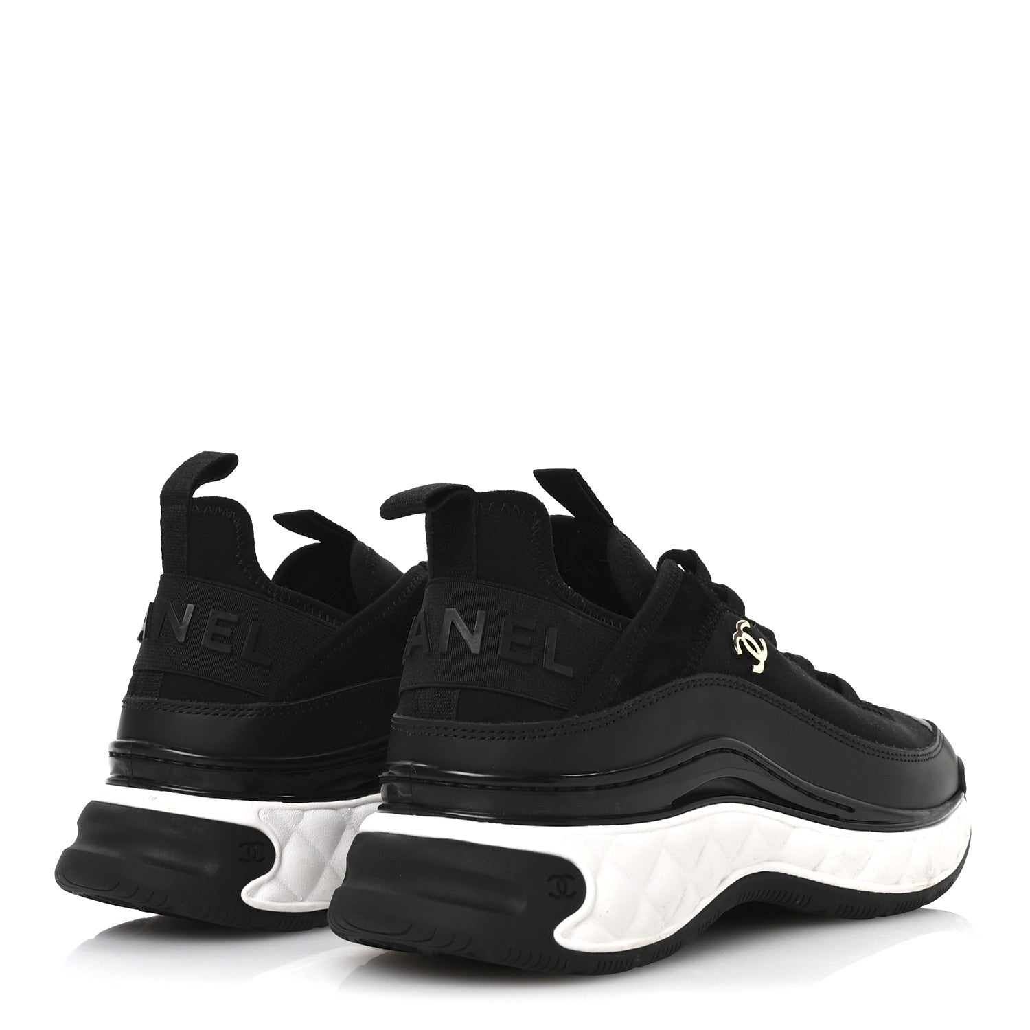 Chanel Velvet Calfskin Mixed Fibers CC Sneakers 38 Black 5 of 8