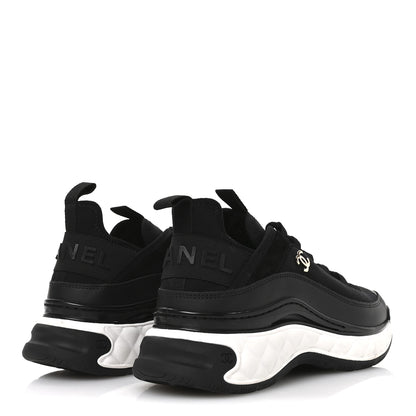 Chanel Velvet Calfskin Mixed Fibers CC Sneakers 38 Black 5 of 8