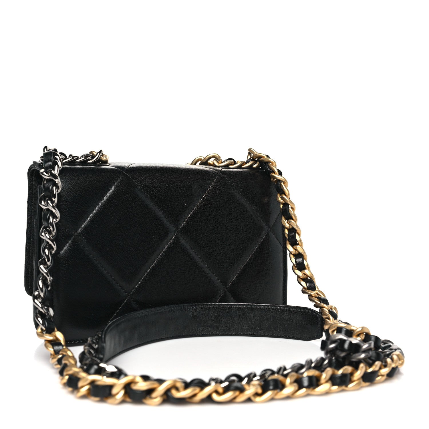 Chanel Lambskin Quilted Chanel 19 Wallet On Chain WOC Black 3 of 12