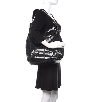 Jimmy Choo Snake Calfskin Embossed Rahmyn Hobo Bag Black 2 of 14