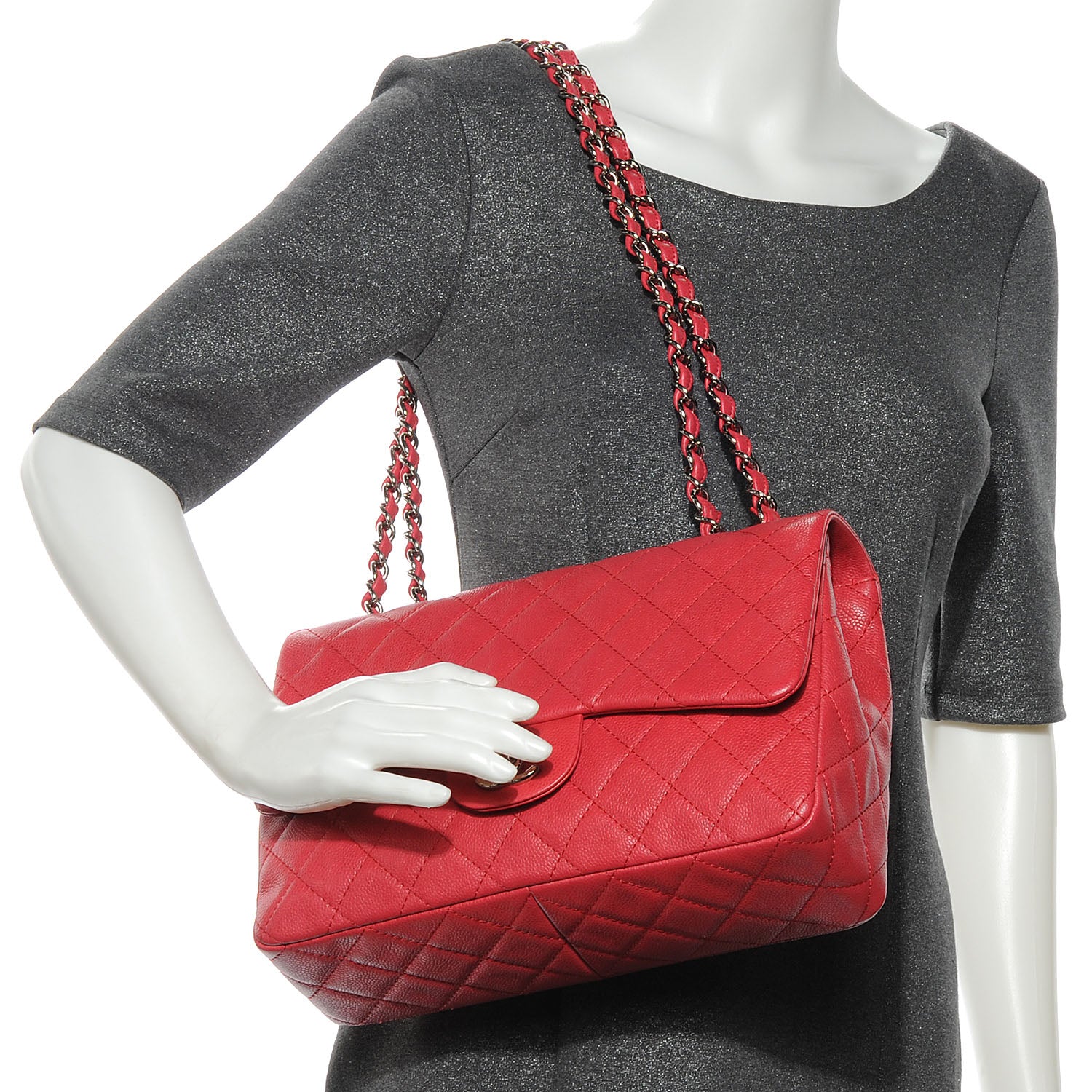 Chanel Washed Caviar Jumbo Single Flap Fuchsia 2 of 7