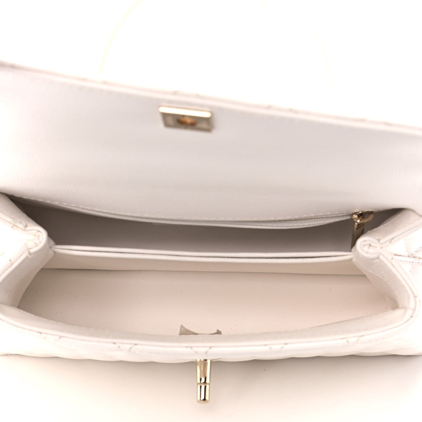 Caviar Quilted Mini Coco Handle Flap White