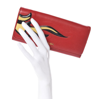 Prada Nappa Flame Continental Flap Wallet Red 2 of 8