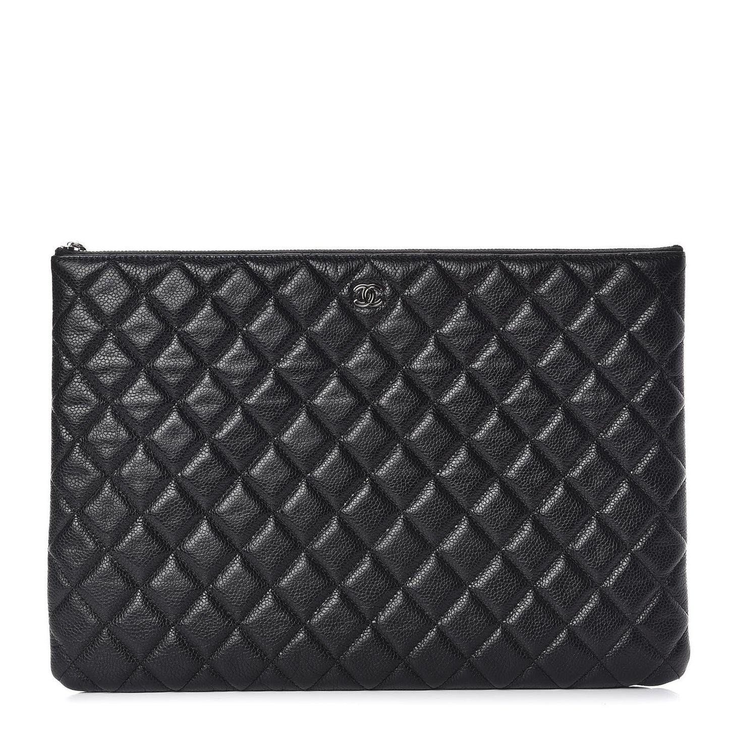 Caviar Quilted Large Cosmetic Case Black
